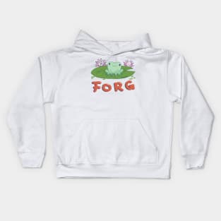 FORG - little frog on a lily pad, chilling Kids Hoodie